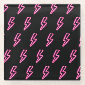 Pink Neon Lightning Bolt Muster Glasuntersetzer (Vorderseite)