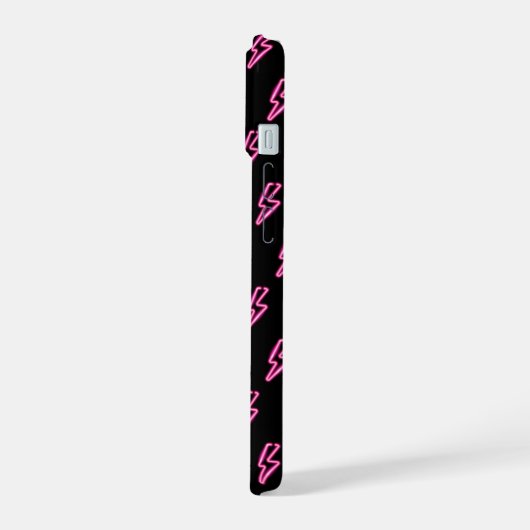 Pink Neon Lightning Bolt Muster iPhone 15 Hülle (Linke Seite)