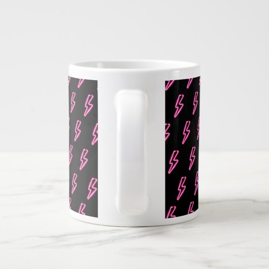 Pink Neon Lightning Bolt Muster Jumbo-Tasse (Rückseite)