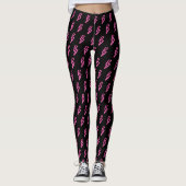 Pink Neon Lightning Bolt Muster Leggings (Vorderseite)