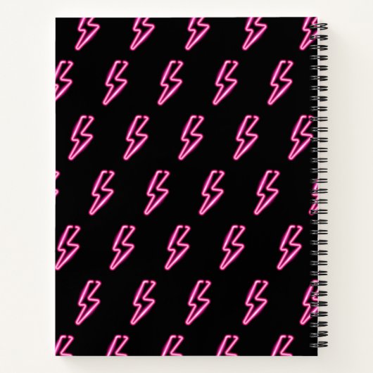 Pink Neon Lightning Bolt Muster Notizblock (Rückseite)
