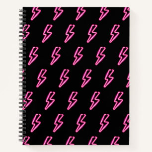 Pink Neon Lightning Bolt Muster Notizblock