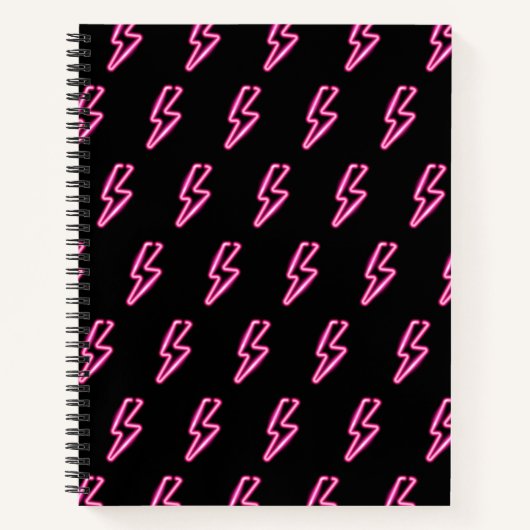 Pink Neon Lightning Bolt Muster Notizblock (Vorderseite)