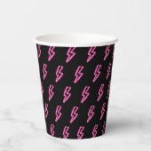 Pink Neon Lightning Bolt Muster Pappbecher (Rückseite)