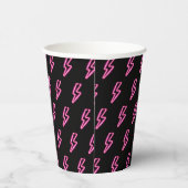 Pink Neon Lightning Bolt Muster Pappbecher (Rechts)