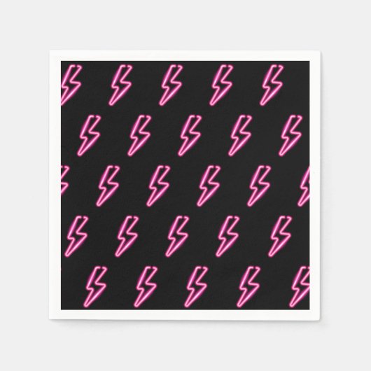 Pink Neon Lightning Bolt Muster Serviette (Vorderseite)