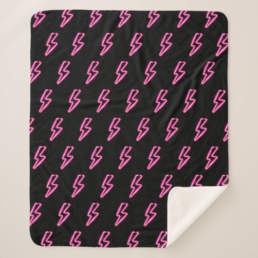 Pink Neon Lightning Bolt Muster Sherpadecke (Vorderseite)