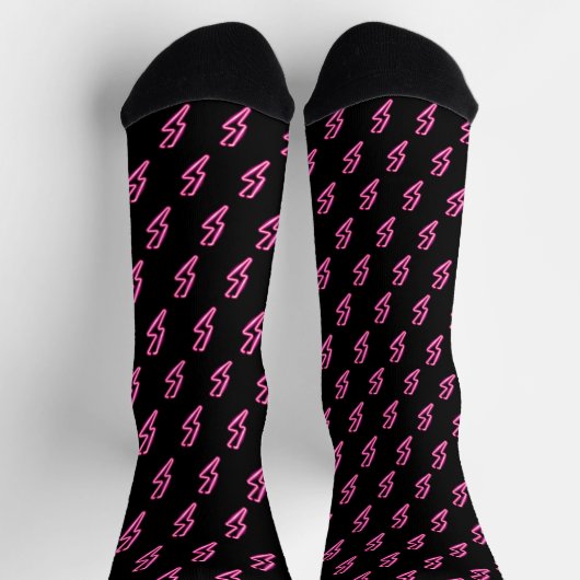 Pink Neon Lightning Bolt Muster Socken (Oben)
