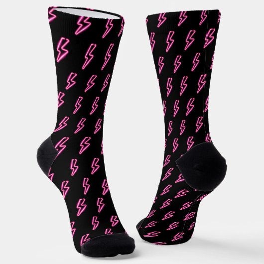 Pink Neon Lightning Bolt Muster Socken (Gewinkelt)