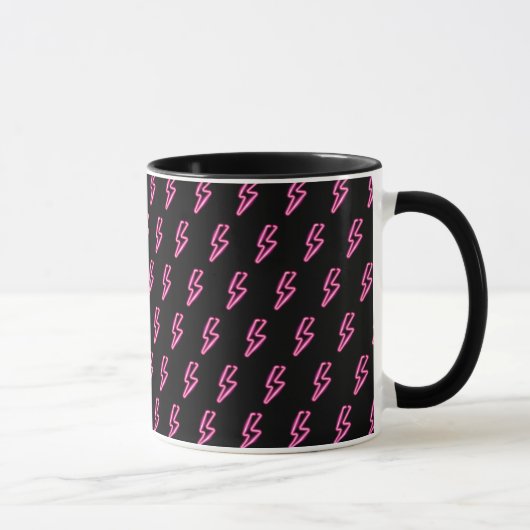 Pink Neon Lightning Bolt Muster Tasse (Rechts)