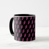 Pink Neon Lightning Bolt Muster Tasse (Vorderseite Links)