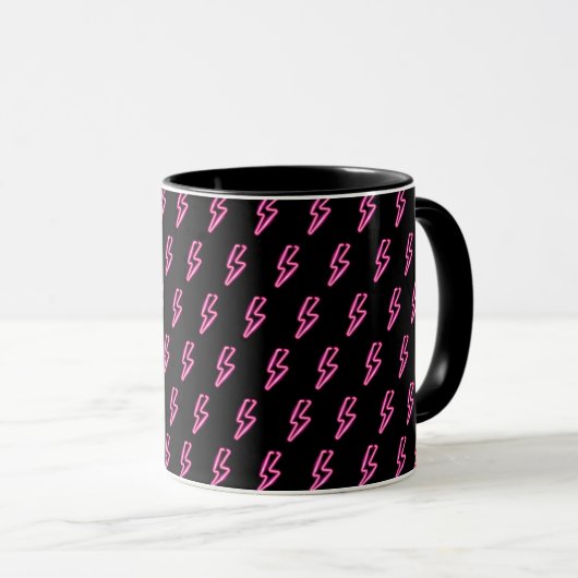 Pink Neon Lightning Bolt Muster Tasse (VorderseiteRechts)