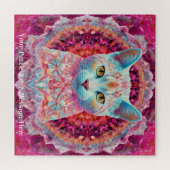 Pink Neon Mandala Cat Puzzle (Horizontal)