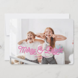 Pink Neon Merry & Bright Christmas Card Einladung