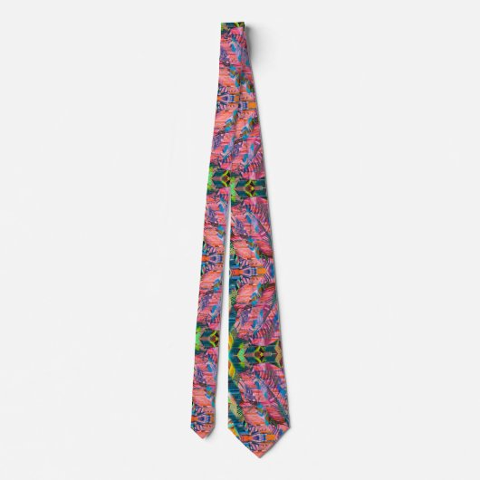 Pink Neon Multicolor Neck Tie Krawatte (Rückseite)
