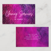 Pink Neon Reinigungs-Dienstmuster Visitenkarte (Vorne/Hinten)