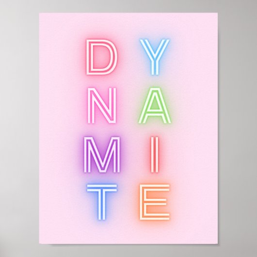 Pink Neon Sign Dynamite Minimal Bright farbenfroh Poster (Vorne)
