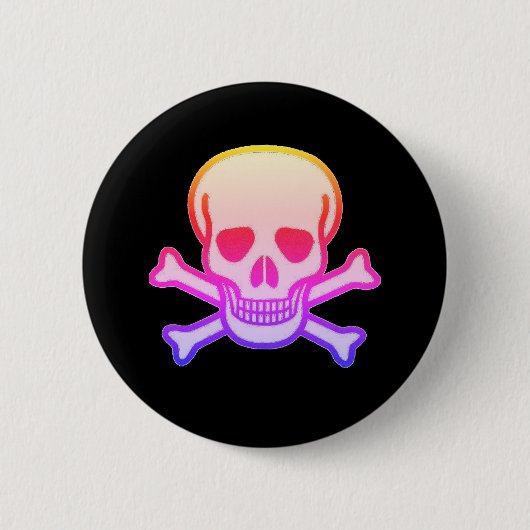 Pink Neon Skull Schwarz-Taste Button (Vorderseite)