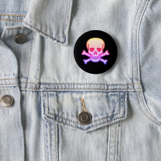 Pink Neon Skull Schwarz-Taste Button (Beispiel)