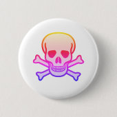 Pink Neon Skull White Button (Vorderseite)