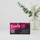 Pink Neon & Smoke Lash Salon QR Code Loyalty Card Visitenkarte (Stehend Vorderseite)