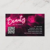 Pink Neon & Smoke Lash Salon QR Code Loyalty Card Visitenkarte (Vorderseite)