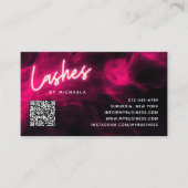 Pink Neon & Smoke Lash Salon QR Code Loyalty Card Visitenkarte (Vorderseite)
