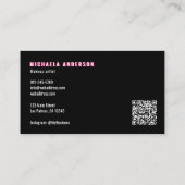 Pink Neon & Smoke Lash Tech QR-Code & Social-Media Visitenkarte (Rückseite)