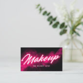Pink Neon & Smoke Lash Tech QR-Code & Social-Media Visitenkarte (Stehend Vorderseite)