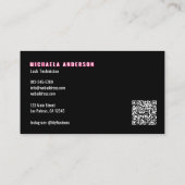 Pink Neon & Smoke Lash Tech QR-Code & Social-Media Visitenkarte (Rückseite)
