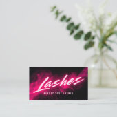 Pink Neon & Smoke Lash Tech QR-Code & Social-Media Visitenkarte (Stehend Vorderseite)