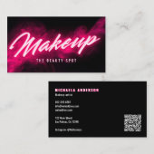 Pink Neon & Smoke Lash Tech QR Code & Socials Visitenkarte (Vorne/Hinten)