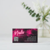 Pink Neon & Smoke Nail Salon QR Code Loyalty Card Visitenkarte (Stehend Vorderseite)