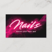 Pink Neon & Smoke Nail Salon QR Code & Socials Visitenkarte (Vorderseite)