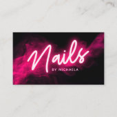Pink Neon & Smoke Nail Salon/Techniker Visitenkarte (Vorderseite)