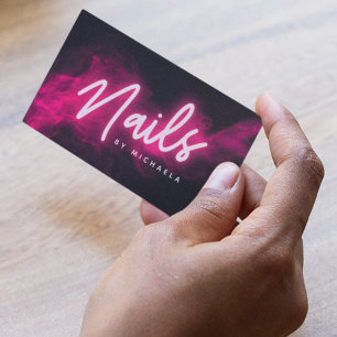 Pink Neon & Smoke Nail Salon/Techniker Visitenkarte