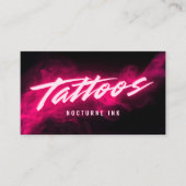 Pink Neon & Smoke Tattoo Artist QR Code Visitenkarte (Vorderseite)