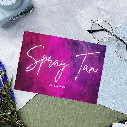 Pink Neon Spray Tan Visitenkarte