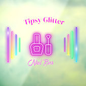 Pink Neon Trendy Glow Inspiriert Nail Studio Bar Fensteraufkleber (Blatt 3)