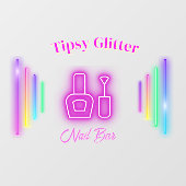 Pink Neon Trendy Glow Inspiriert Nail Studio Bar Fensteraufkleber (Blatt)