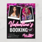 Pink Neon Valentine's Hair Salon Booking Flyer (Vorne)