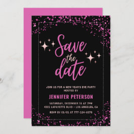 Pink Neujahr Einladung Save the Date Glam