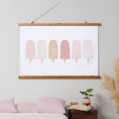 Pink Neutral Watercolor Popsicle Girls Room Wandteppich Mit Holzrahmen (Schlafzimmer)