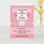 Pink New Baby Girl Gemini Gratulation Karte (Gelbe Blume)