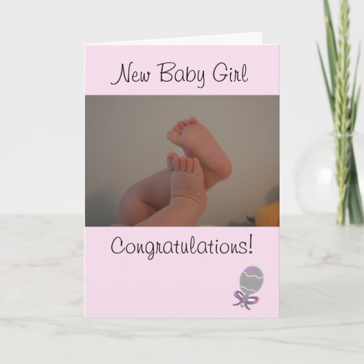Pink New Baby Girl Gratulation Karte (Vorderseite)