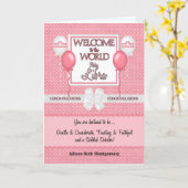 Pink New Baby Girl Libra Gratulation Karte (Gelbe Blume)