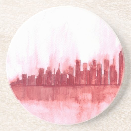 Pink New York City Moderne Aquarellfarben cool Getränkeuntersetzer (Vorne)