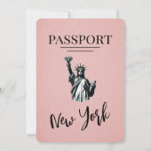 Pink New York City Passport Wedding Einladung (Rückseite)