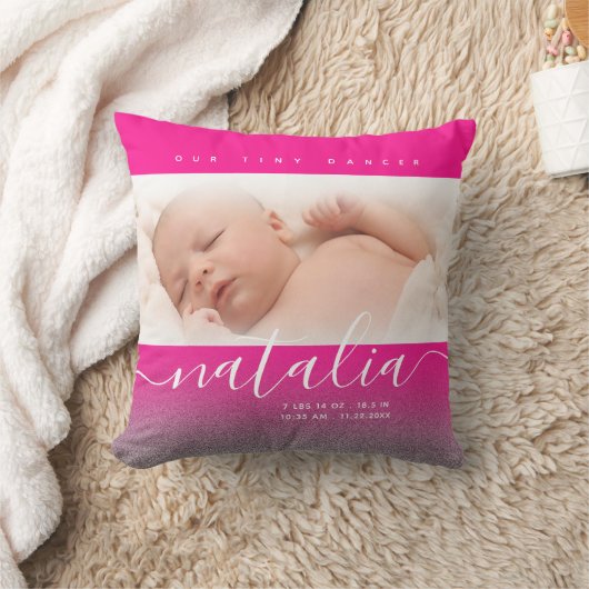 Pink Newborn Baby Foto Glitzer Kissen (Decke)