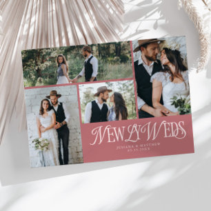 Pink Newlyweds Multi Foto Wedding Ankündigung